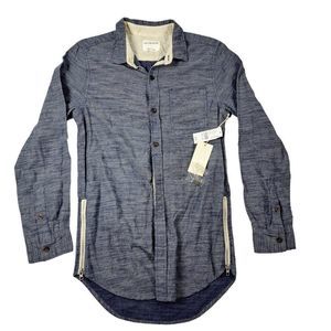 On the Byas Shirt Men's Small Button Up Side Zip New